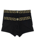 Versace Greca-Pattern Cotton Boxers — Black