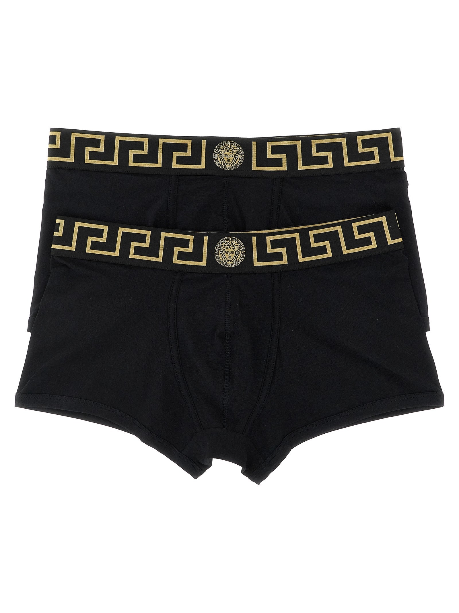 Versace Greca-Pattern Cotton Boxers — Black