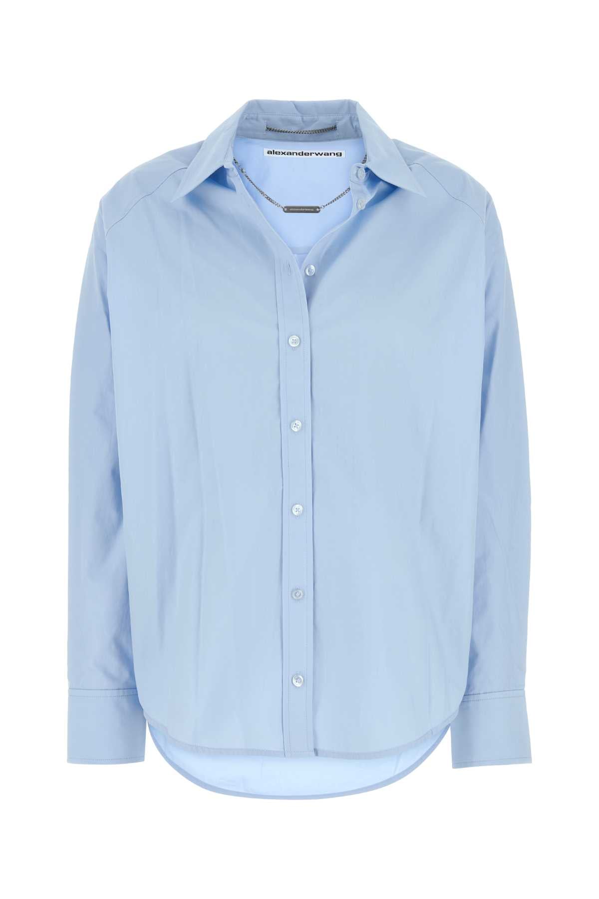Alexander Wang Poplin Oversize Button-Down Shirt — Blue