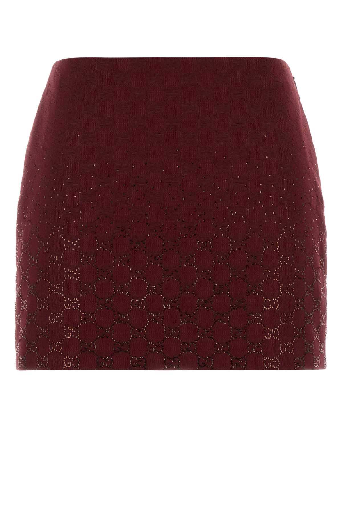 Gucci GG Monogram Embroidered Skirt — Red