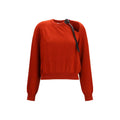 Ferragamo Merino Wool Cut-Out Crewneck Sweater — Red