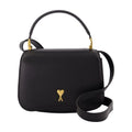 AMI Paris Calfskin Leather Shoulder Bag — Black
