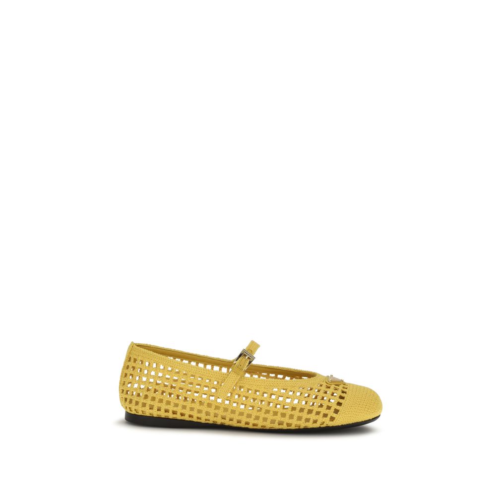 Prada Crochet Cotton Ballet Flat — Yellow