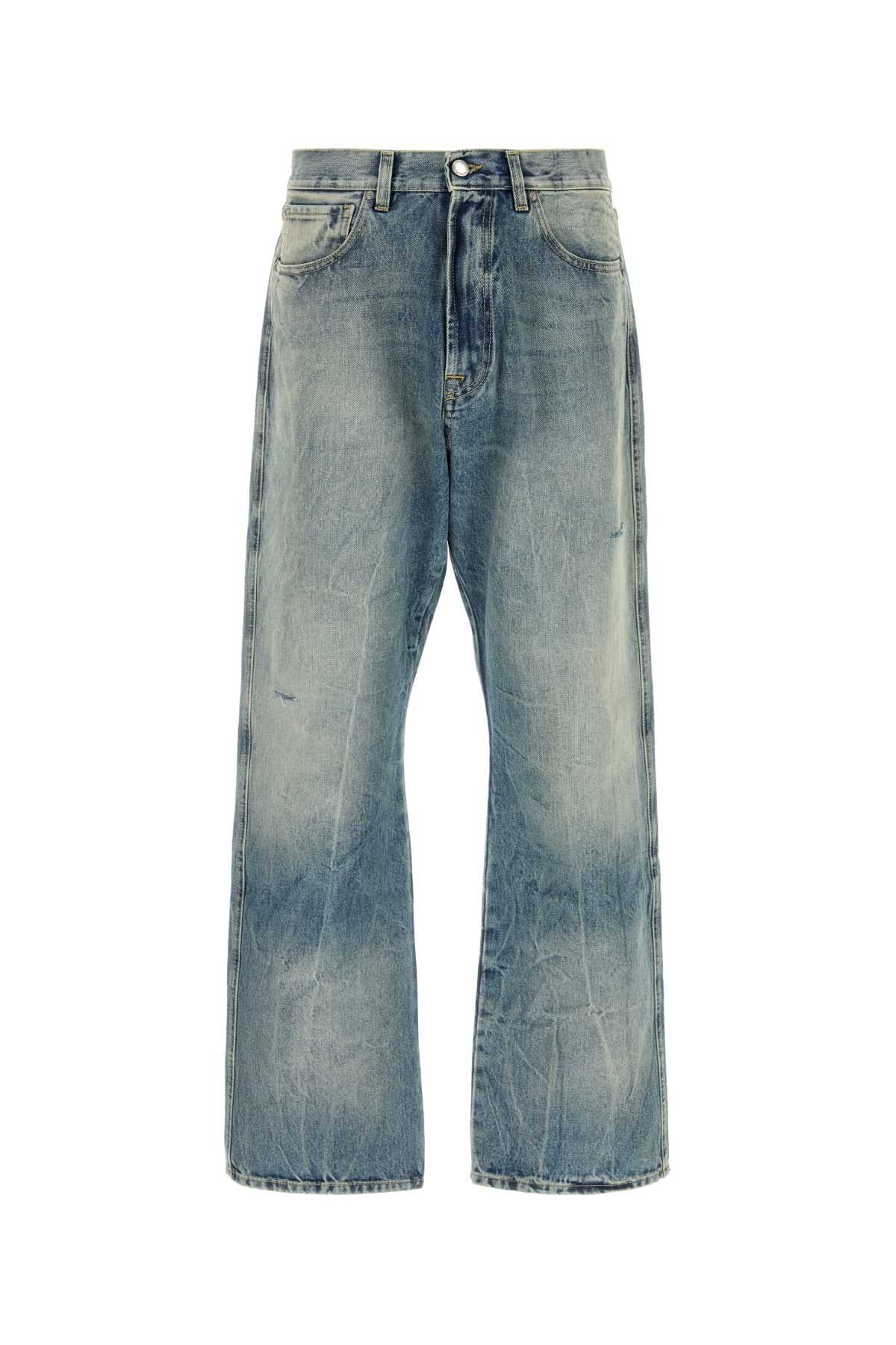 1989 Studio Wide-Leg Distressed Jeans — Blue