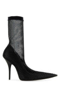 Balenciaga Mesh and Rhinestone Boot — Black