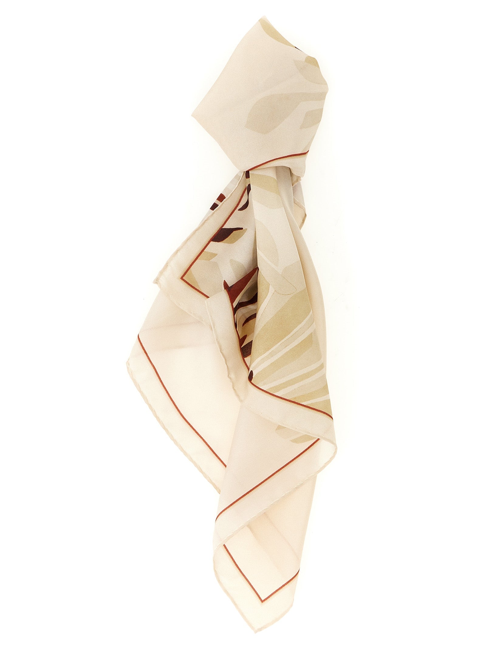 Brunello Cucinelli Bloom Print Silk Scarf — Beige
