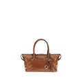 Miu Miu Glossy Calf Leather Top Handle Bag — Brown