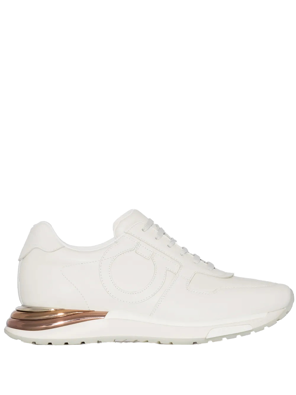 Ferragamo Leather Low-Top Sneaker — White