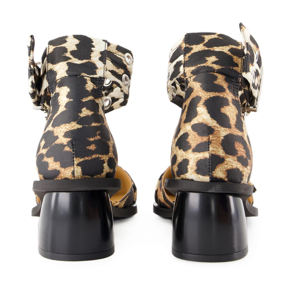 Ganni Leopard-Print Synthetic Heel — Multicolor