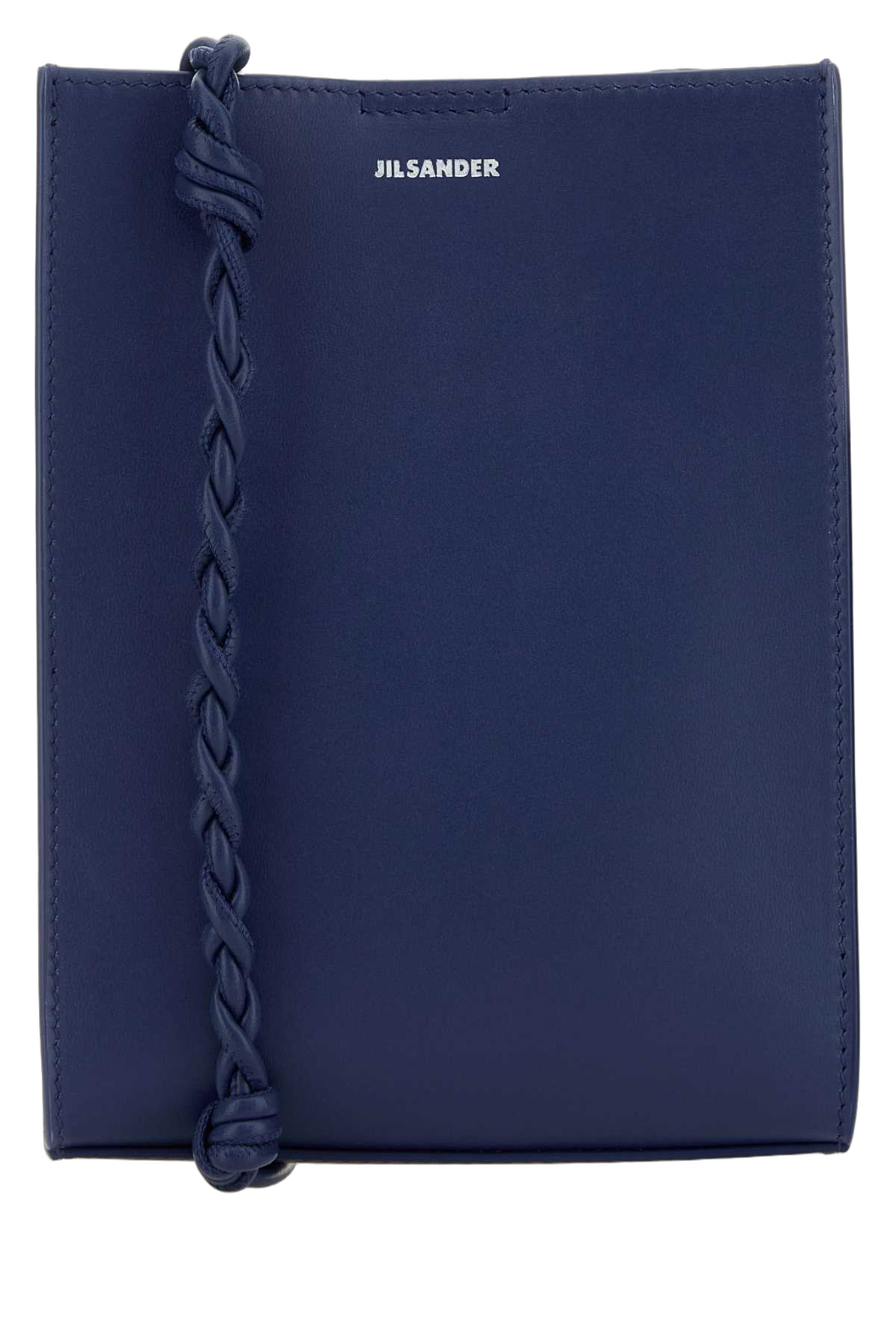 Jil Sander Braided-Strap Leather Shoulder Bag — Navy