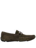 Ferragamo Suede Ornament Driver Loafer — Brown