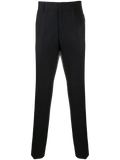 Ferragamo Pinstriped Wool Trousers — Blue