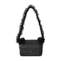 Self-Portrait Crystal Lace Detail Shoulder Bag — Black