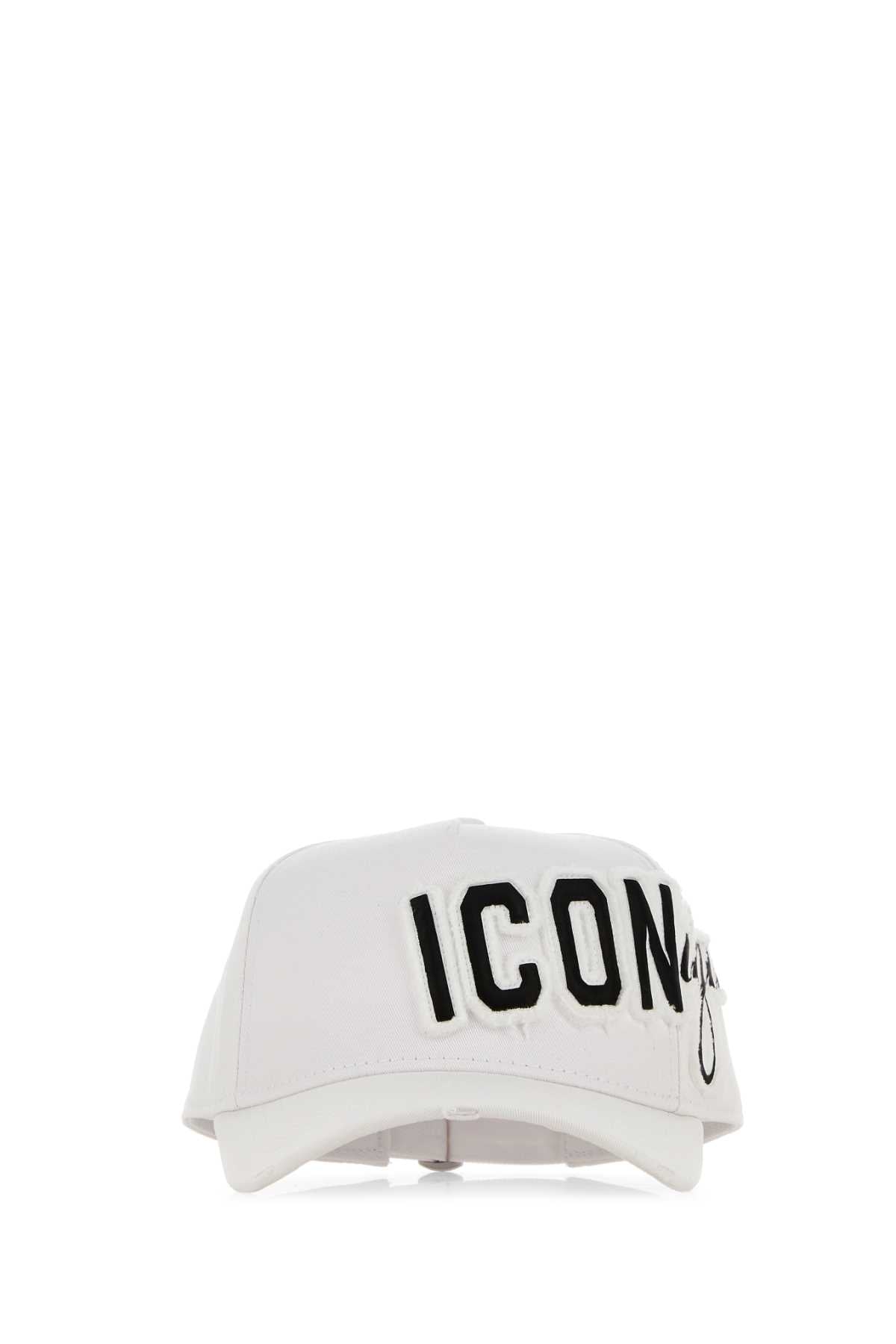 Dsquared2 BCM099705C00001 Logo-Embroidered Baseball Cap — White