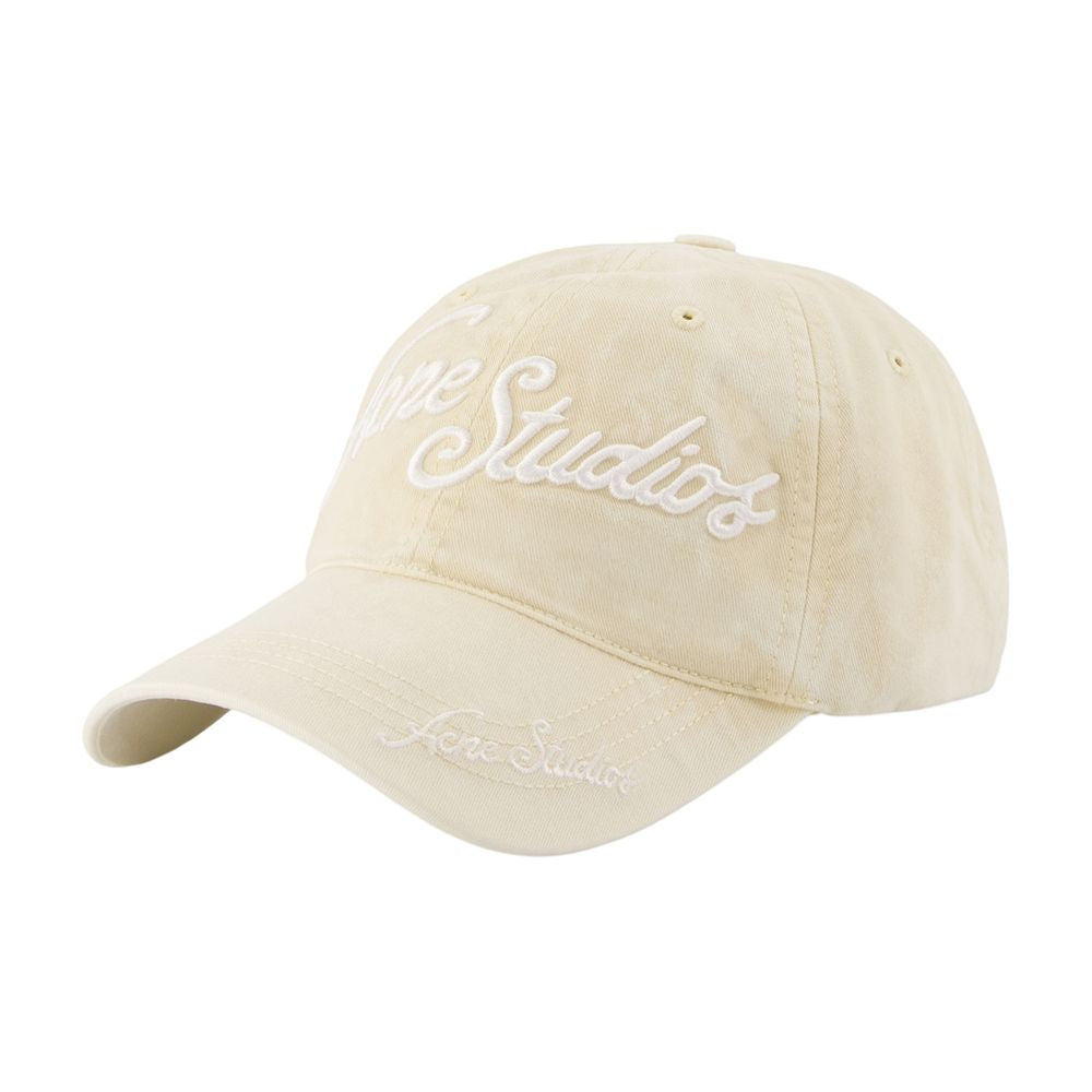 Acne Studios C40475-AE6 Embroidered Logo Cotton Baseball Cap — Beige