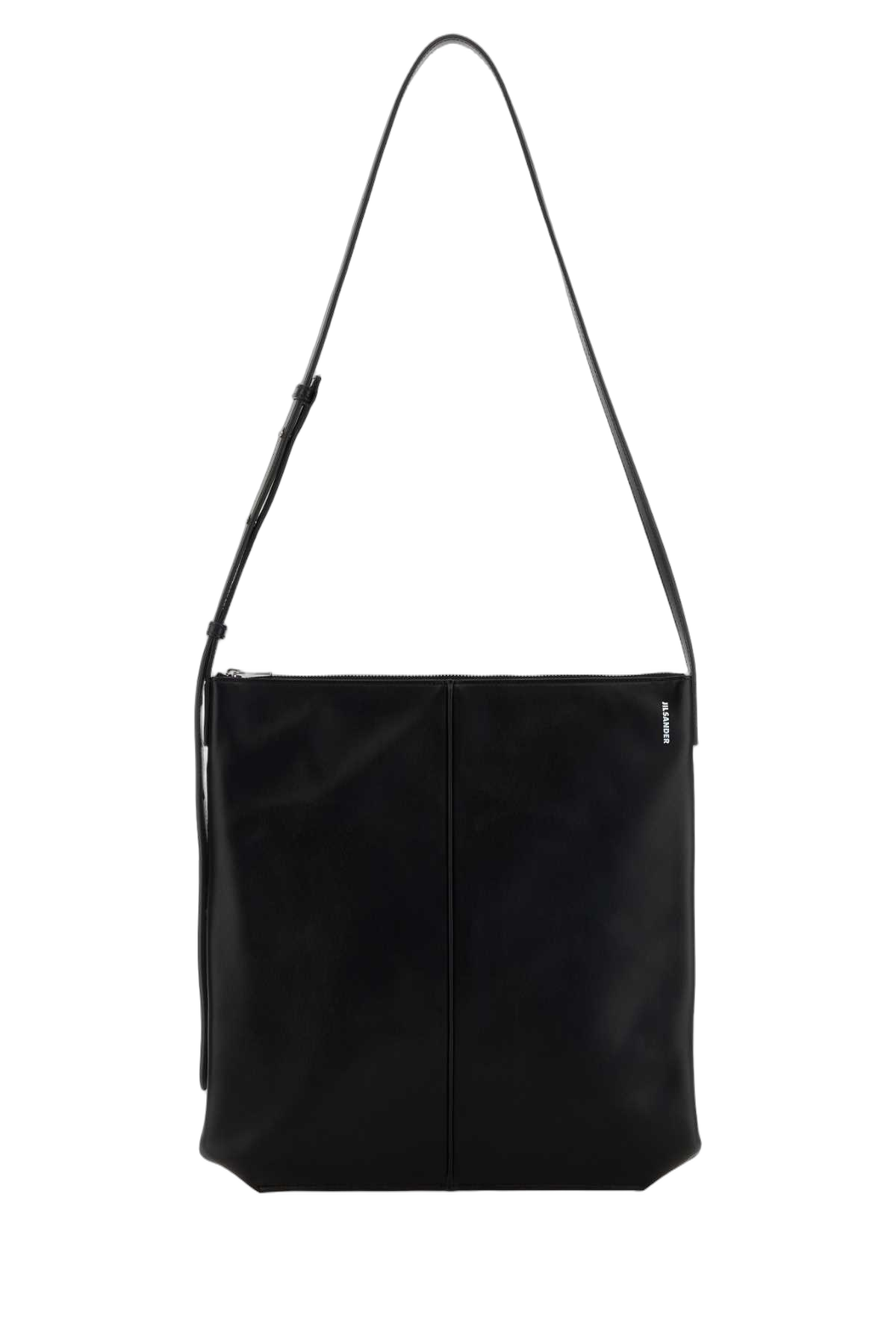 Jil Sander Minimalist Leather Shoulder Bag — Black