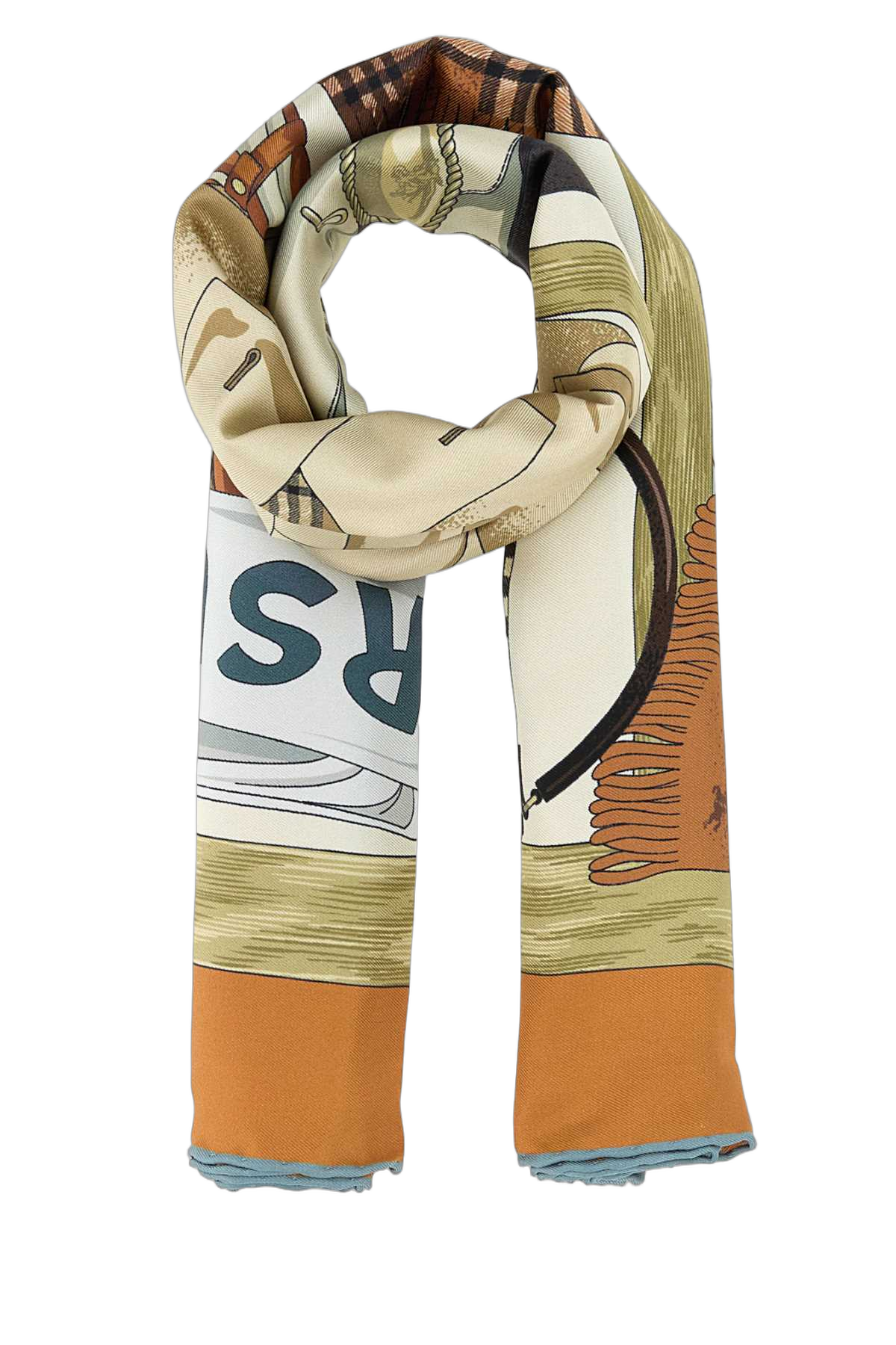 Burberry Silk Abstract Print Scarf — Orange