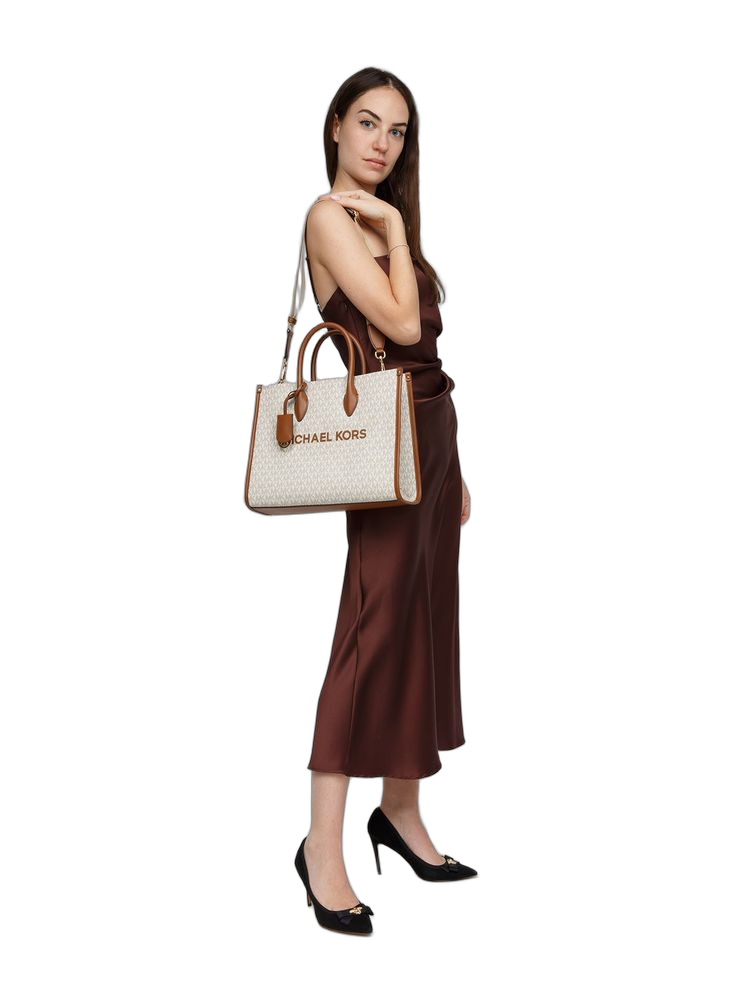Michael Kors Mirella Medium East-West Tote Bag — Beige