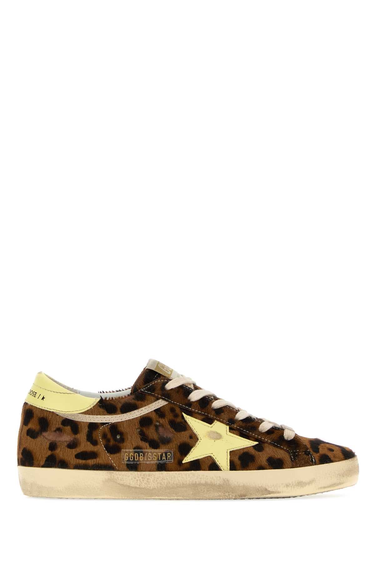 Golden Goose Deluxe Brand Leopard-Print Leather Sneaker — Brown