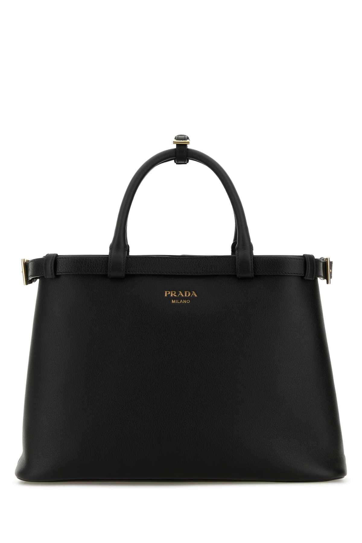 Prada Leather Top Handle Bag — Black