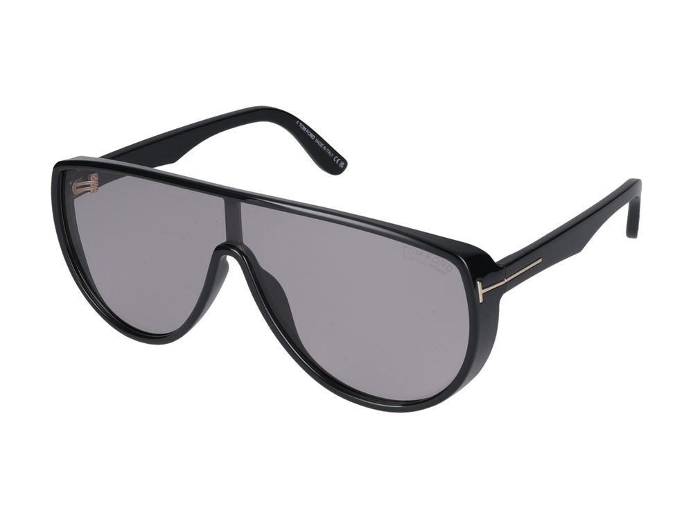 Tom Ford FT1182_0001A Injected Plastic Shield Sunglasses — Black