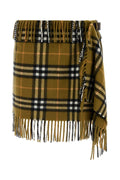 Burberry Plaid Wool Cashmere Skirt — Gold