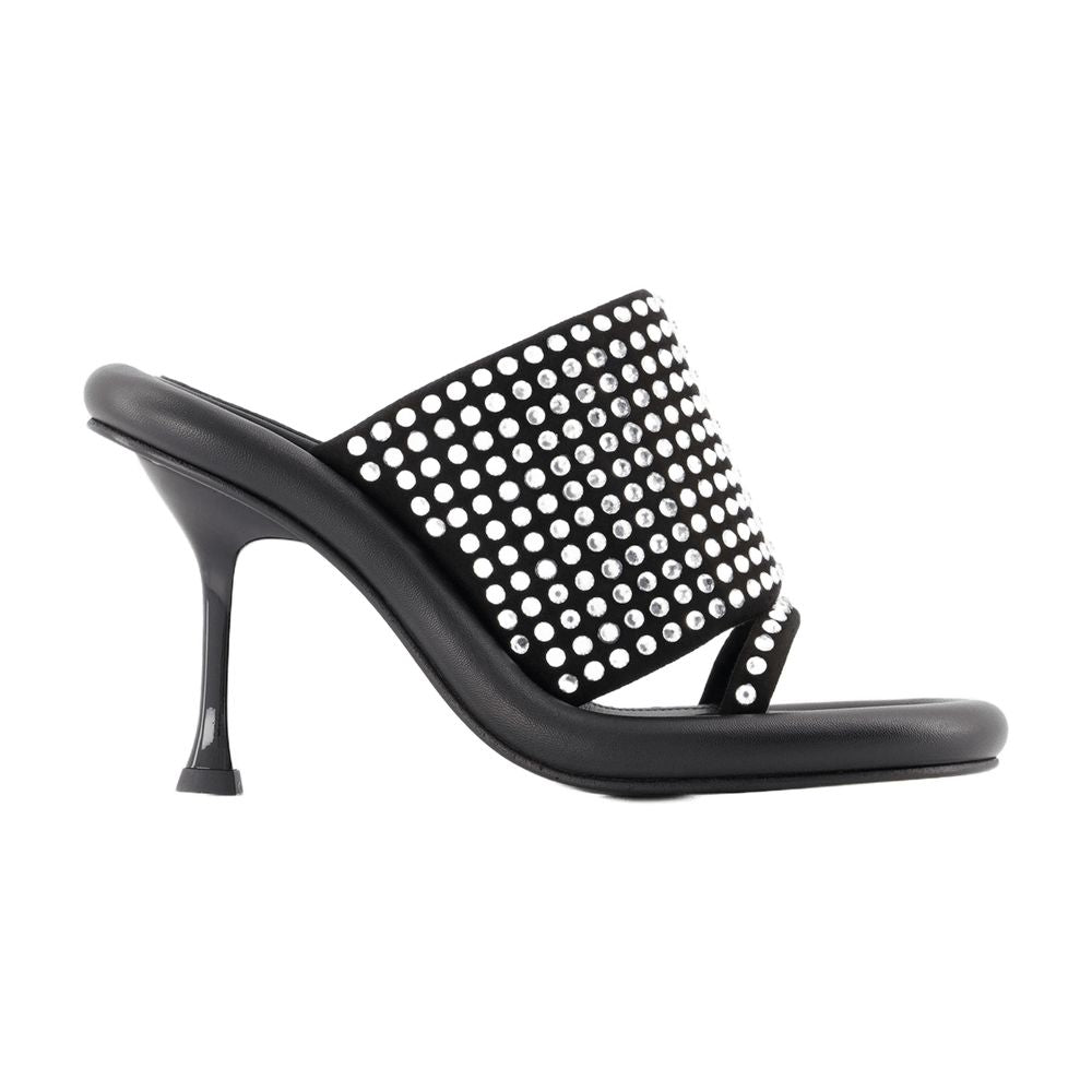 J.W. Anderson Crystal-Studded Leather Mule — Black
