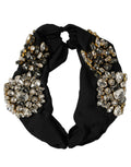 Dolce & Gabbana Crystal-Embellished Silk Headband — Black