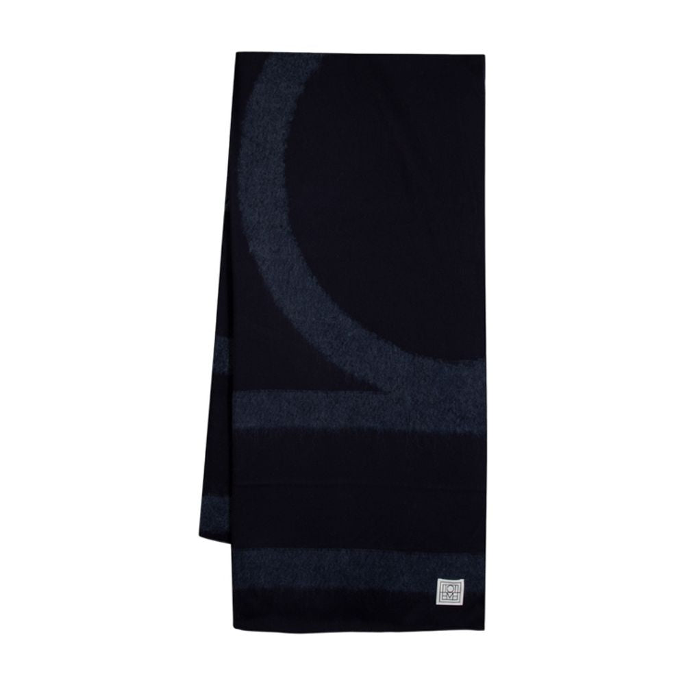 Toteme Monogram Twill Wool Scarf — Blue