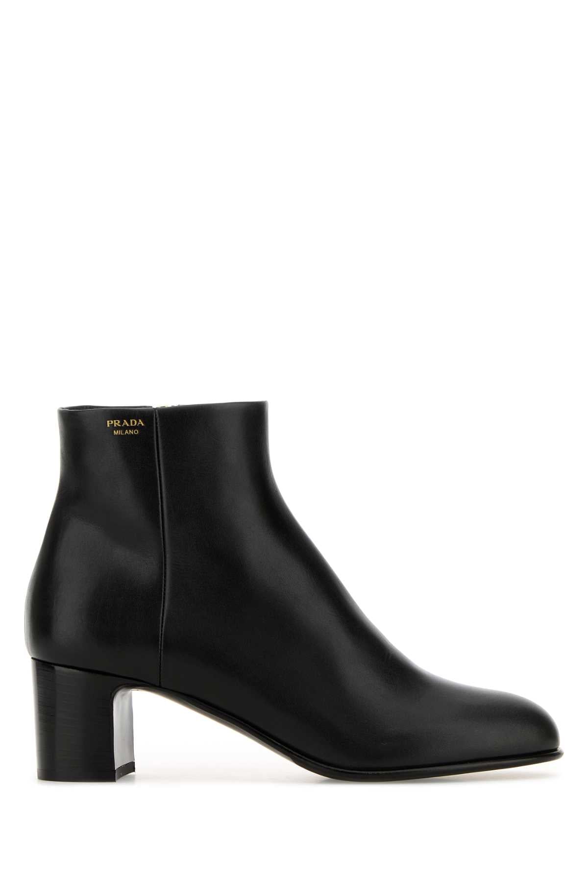 Prada Leather Ankle Boot — Black