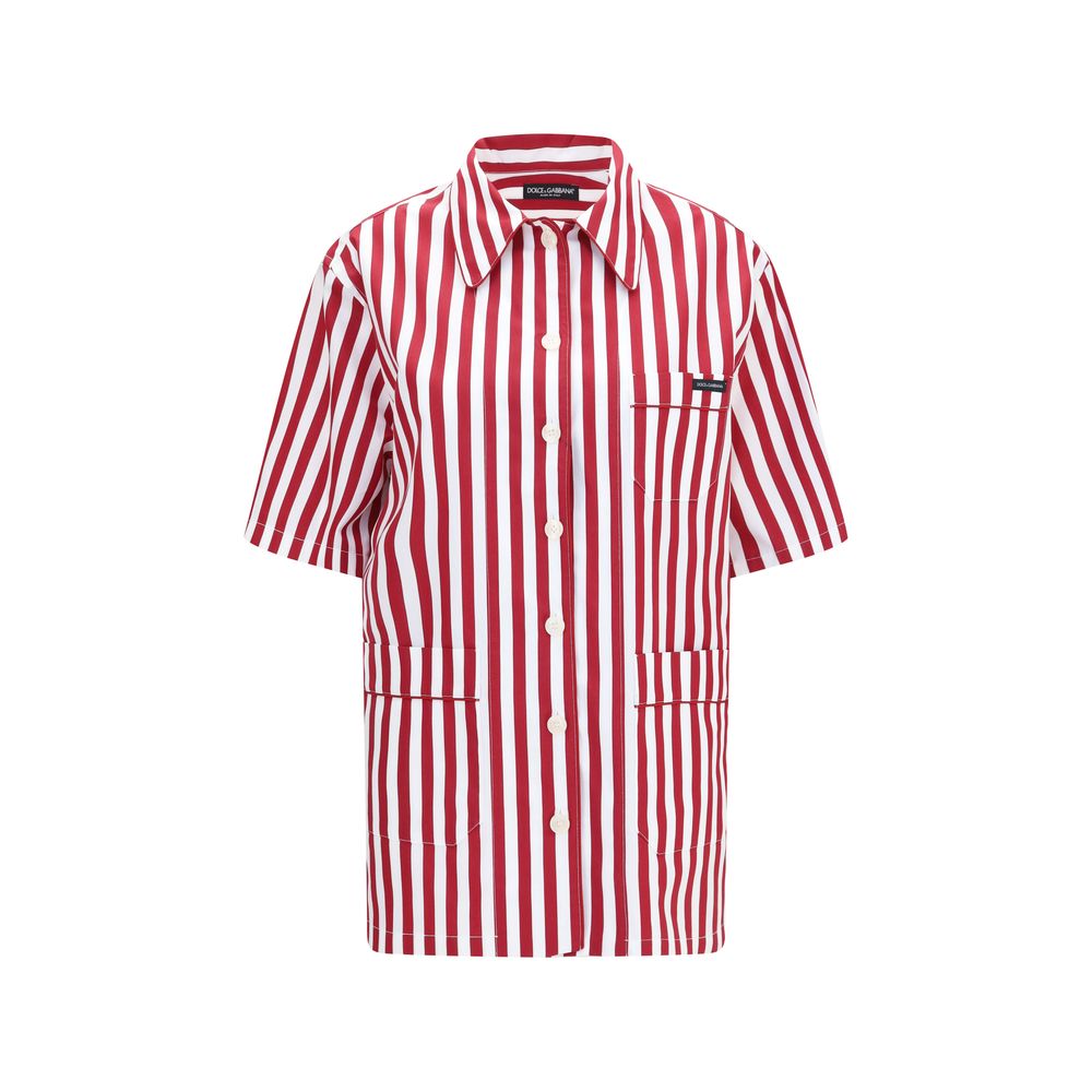 Dolce & Gabbana Striped Cotton Shirt — Red