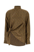 Ferragamo Printed Silk Blouse — Beige
