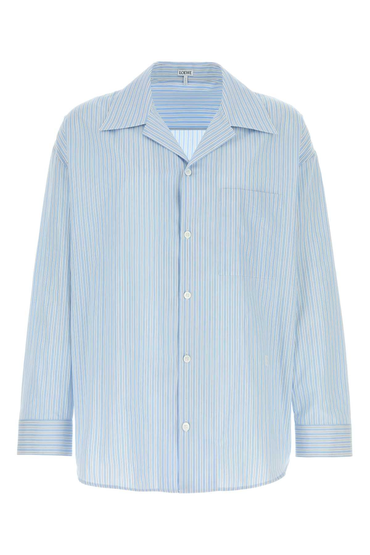 Loewe Striped Poplin Shirt — Blue