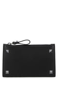 Valentino Garavani Leather Studded Card Holder — Black