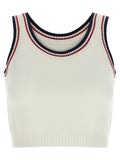 Brunello Cucinelli Striped Ribbed Trim Tank Top — White