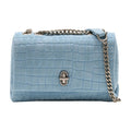 Marc Jacobs Crocodile-Embossed Leather Shoulder Bag — Blue