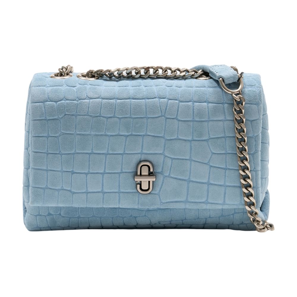 Marc Jacobs Crocodile-Embossed Leather Shoulder Bag — Blue