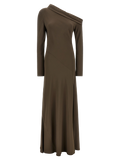 Alberta Ferretti One-Shoulder Viscose Dress — Brown