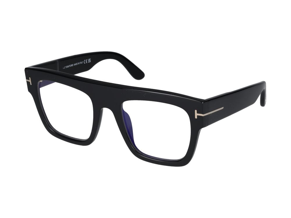 Tom Ford FT0847 Injected Acetate Square Frame Eyeglasses — Black