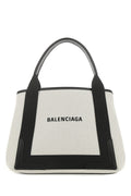 Balenciaga Canvas Colorblock Shoulder Bag — Beige