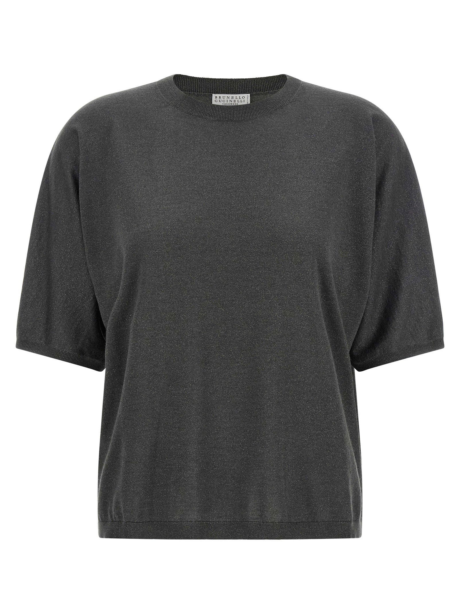 Brunello Cucinelli Cashmere and Silk with Lamé Sweater — Gray