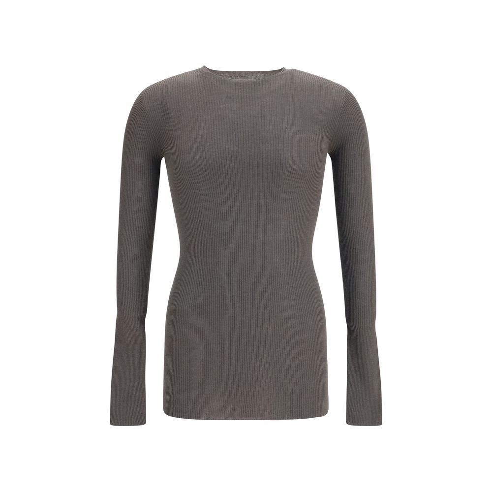 Rick Owens Ribbed Merino Wool Sweater — Gray