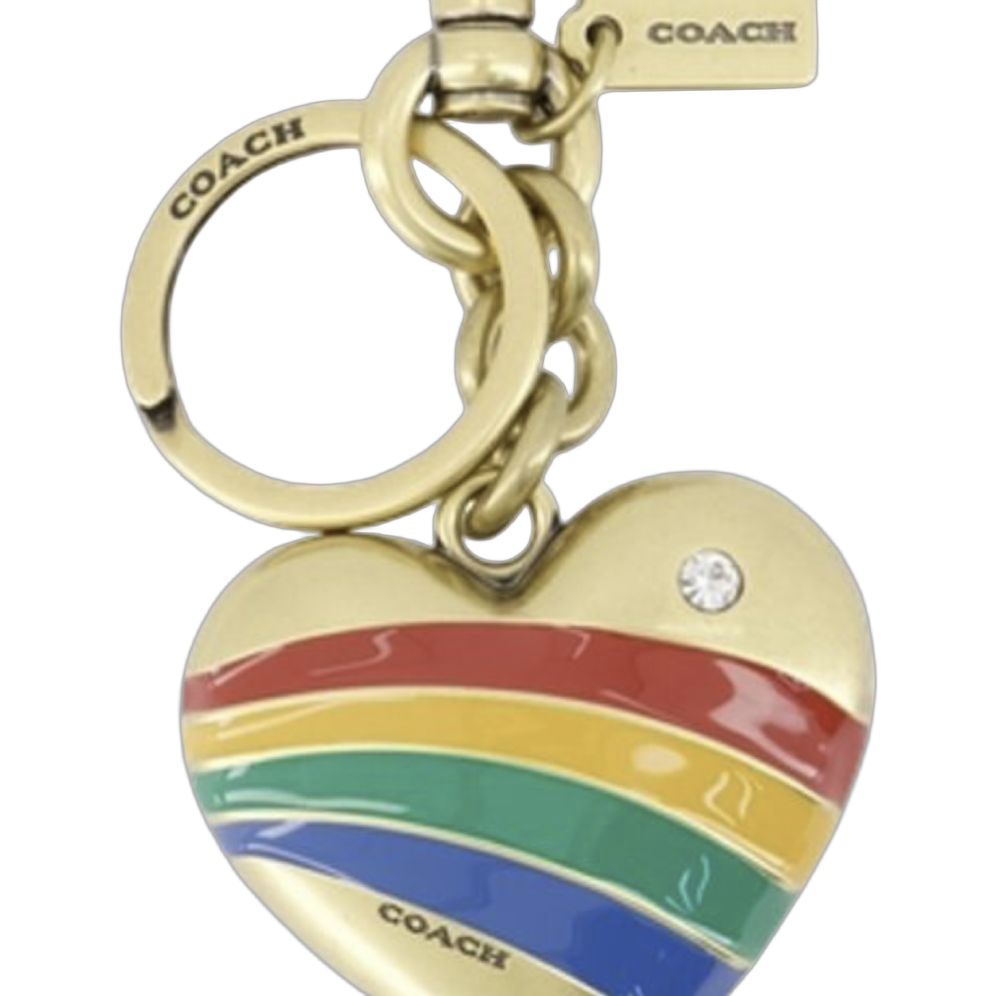 Coach Rainbow Heart-Shaped Key Case — Gold