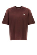 Golden Goose Deluxe Brand Logo-Embroidered Cotton T-Shirt — Burgundy