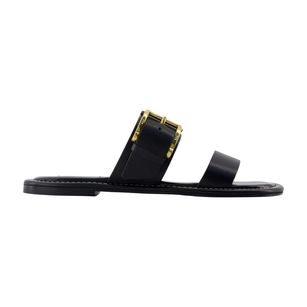 AMI Paris Buckle-Strap Calfskin Sandal — Black