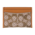 Coach Leather with Signature Mesh Card Case — Brown