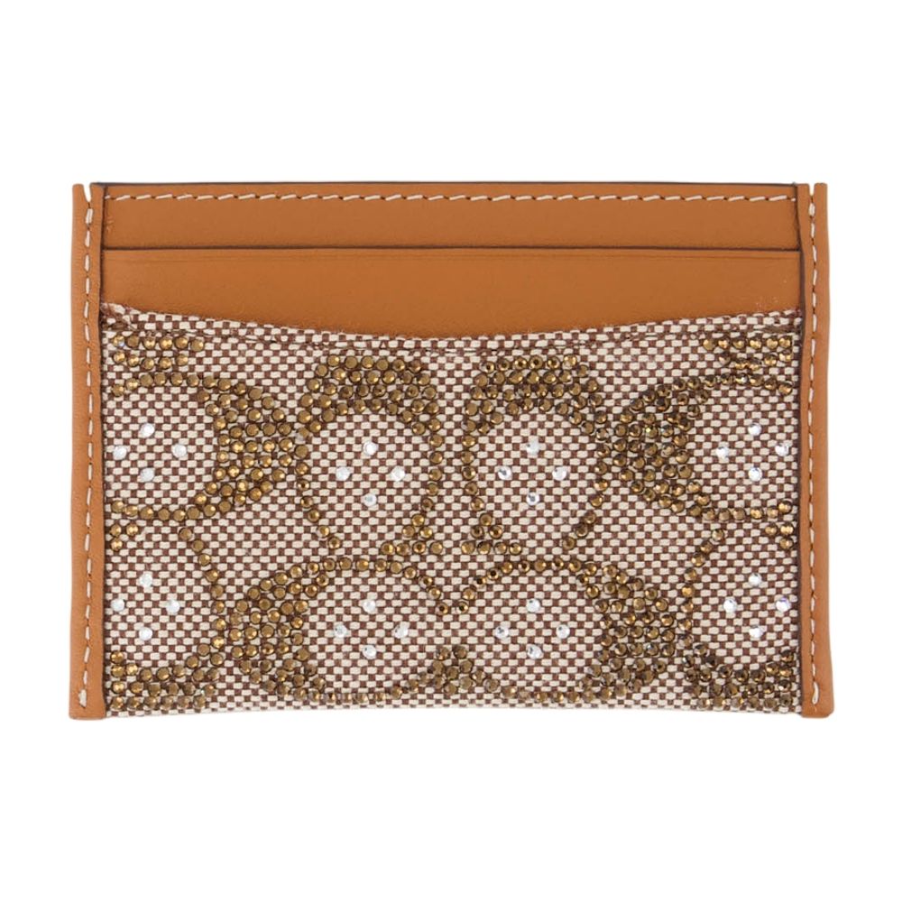 Coach Leather with Signature Mesh Card Case — Brown