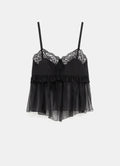 Chloé Lace-Trimmed Silk Crepe Tank Top — Black