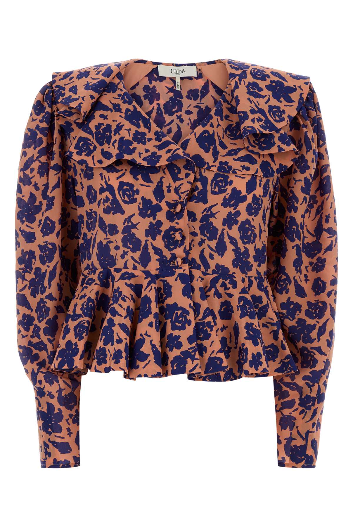 Chloé Floral Silk Blouse — Orange