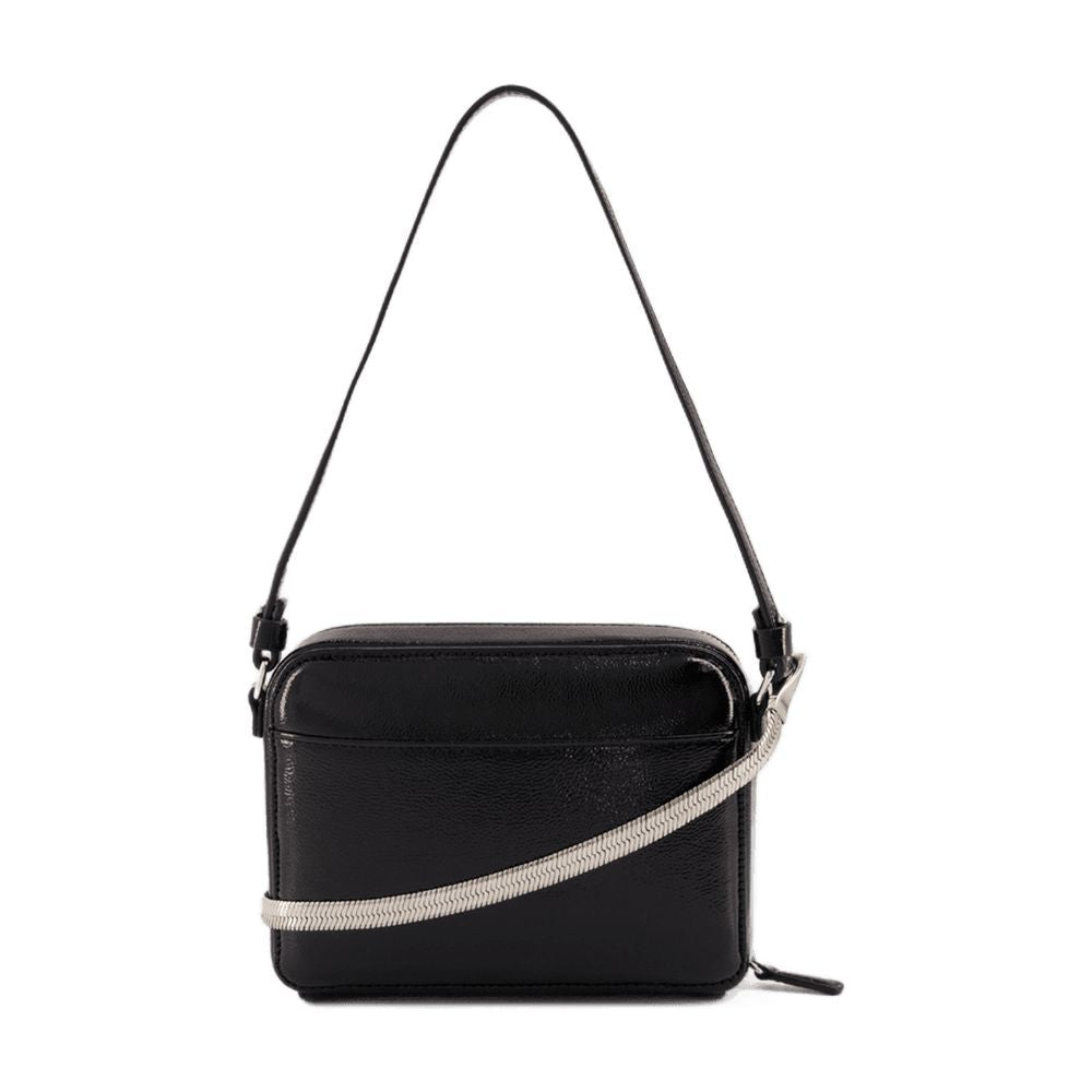 Courreges Naplack Leather Shoulder Bag — Black